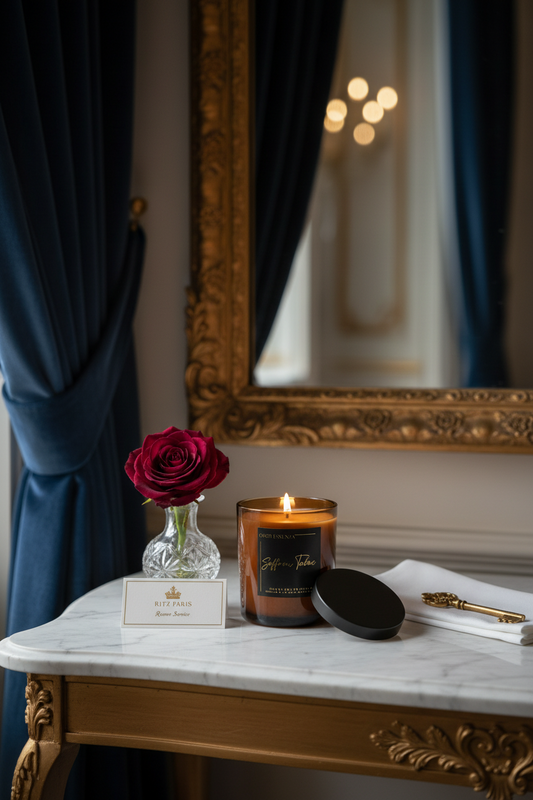 Candle Saffron tabacco . Bougies Gardiner artisanal non toxic cire de noix de coco 