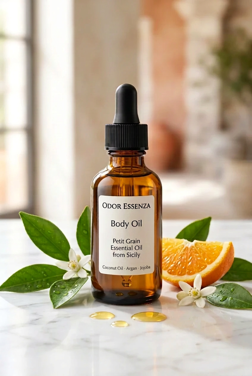 Body oil petit grain essentiel oil , huile pour le corps à base de huile essentielle petit grain 